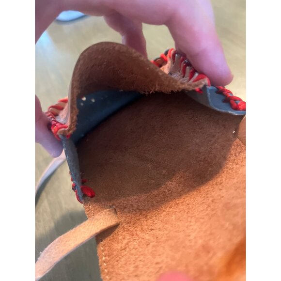 Vintage Handcrafted Leather & Suede Shoulder Bag With Floral Embroidery & Messag - Picture 8 of 11